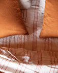 rust stripe linen bedding