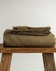 Olive 100% Pure French Flax Linen Flat Sheet