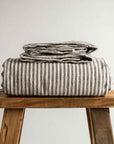 Charcoal stripe 100% Pure French Flax Linen Fitted Sheet