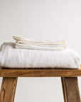 White 100% Pure French Flax Linen Fitted Sheet