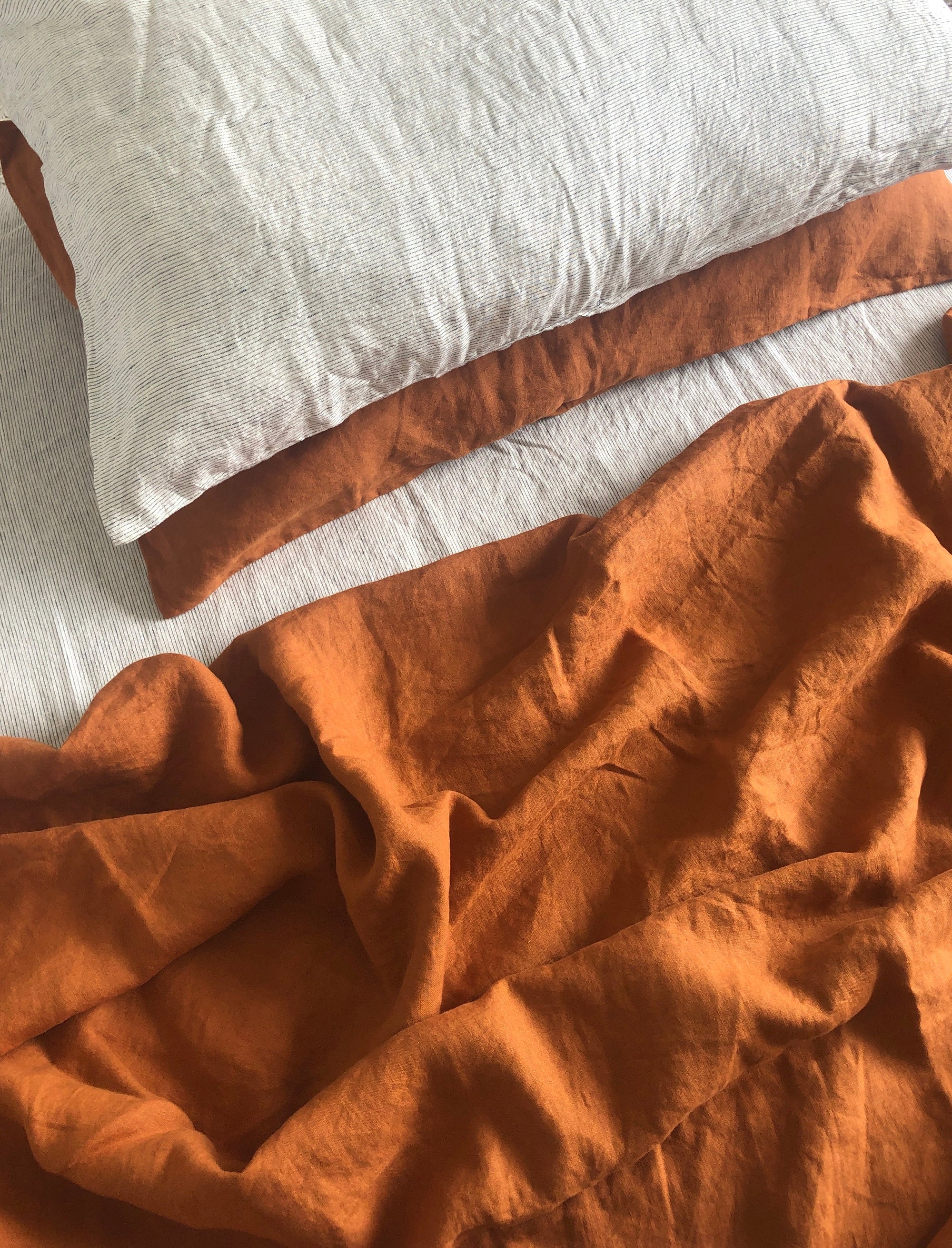 Rust linen duvet cover