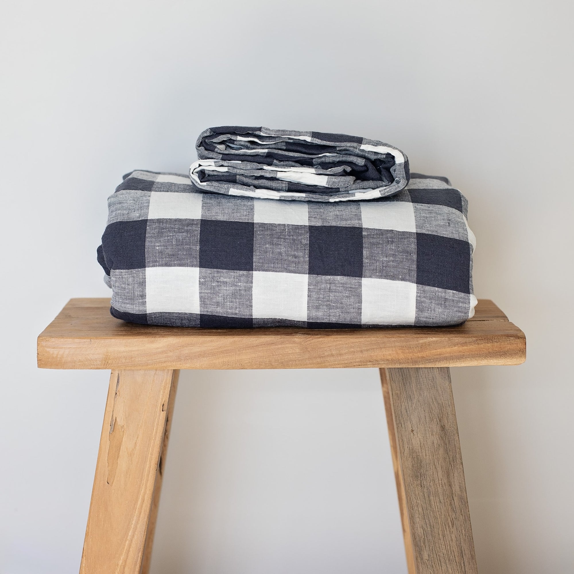 Ink Grid Linen Fitted Sheet