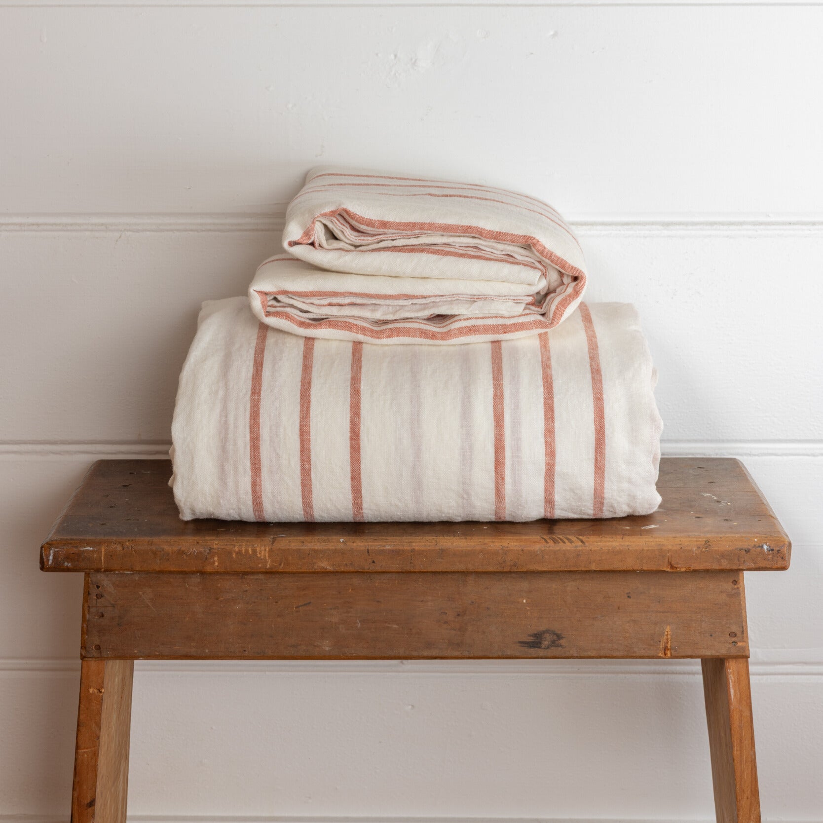 Rust Stripe Linen Fitted Sheets | The Linen Project – thelinenproject