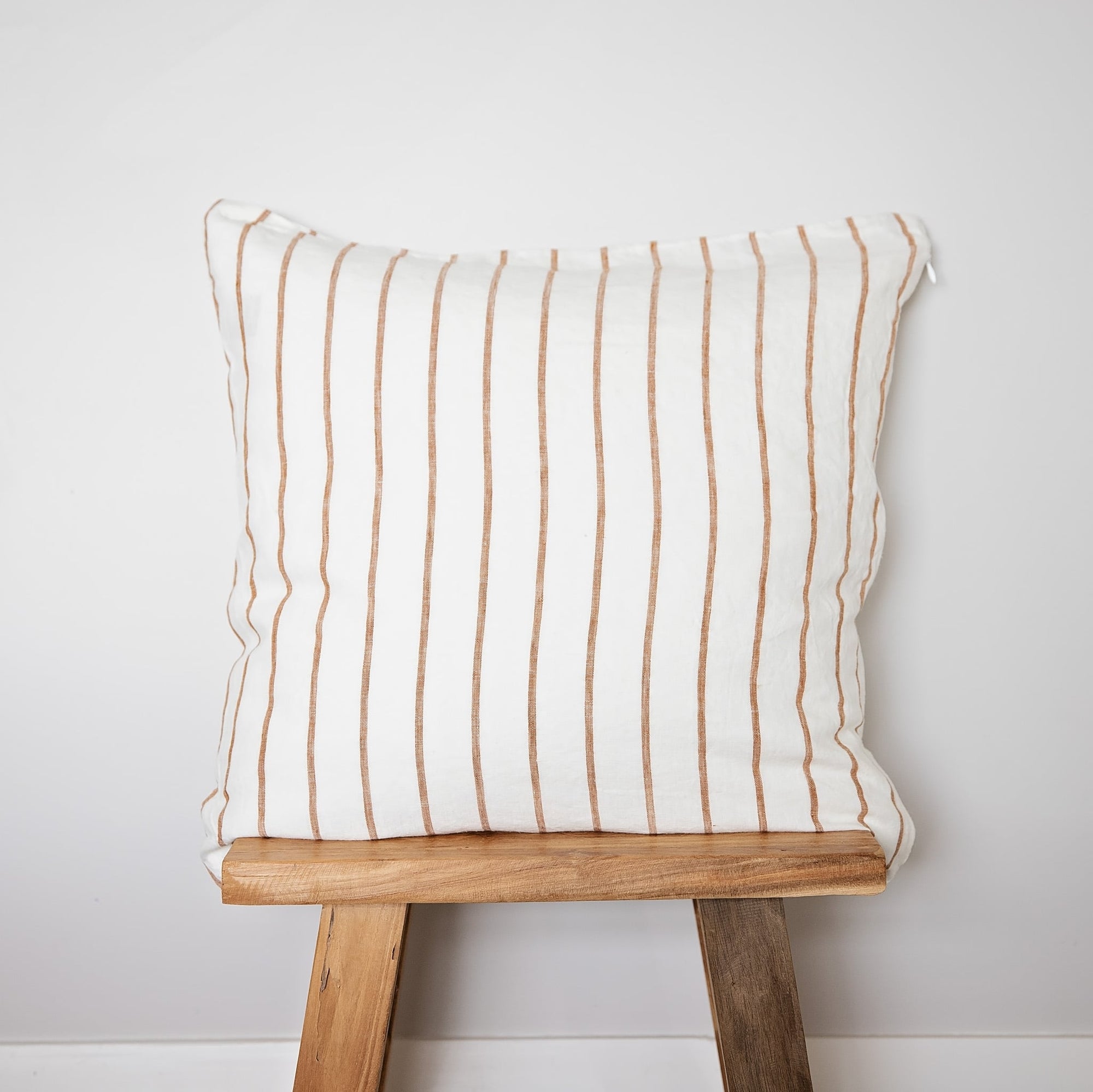 caramel stripe linen cushion