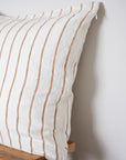 Caramel stripe linen cushion