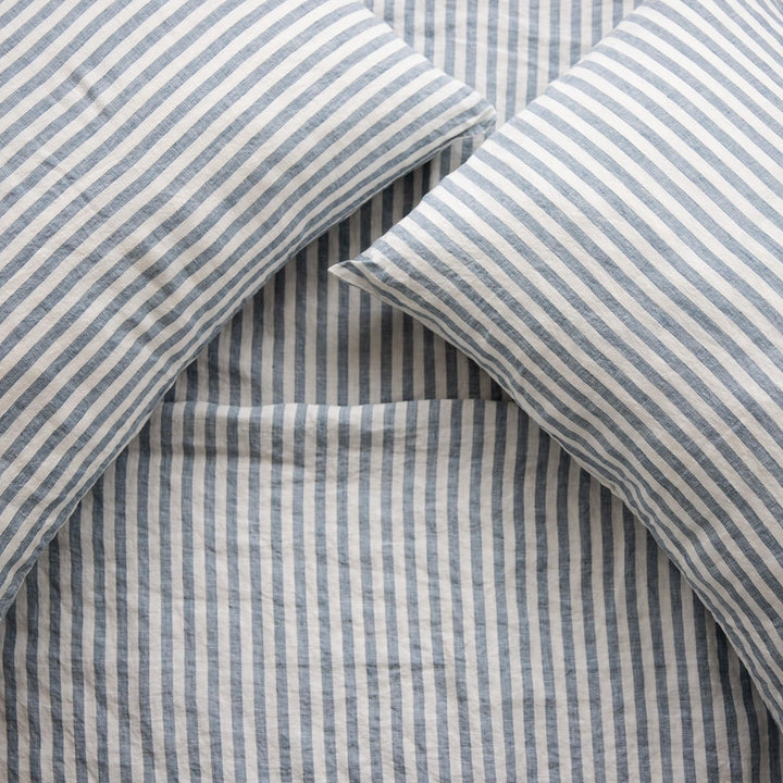 Ocean stripe linen duvet cover