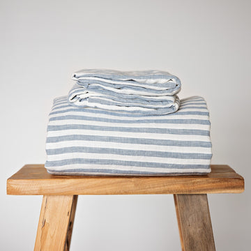 Ocean stripe pure linen sheets
