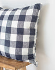 Ink Grid Linen Cushion Cover