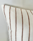 Caramel stripe linen cushion