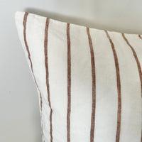 Caramel stripe linen cushion