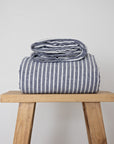 chambray stripe linen flat sheet