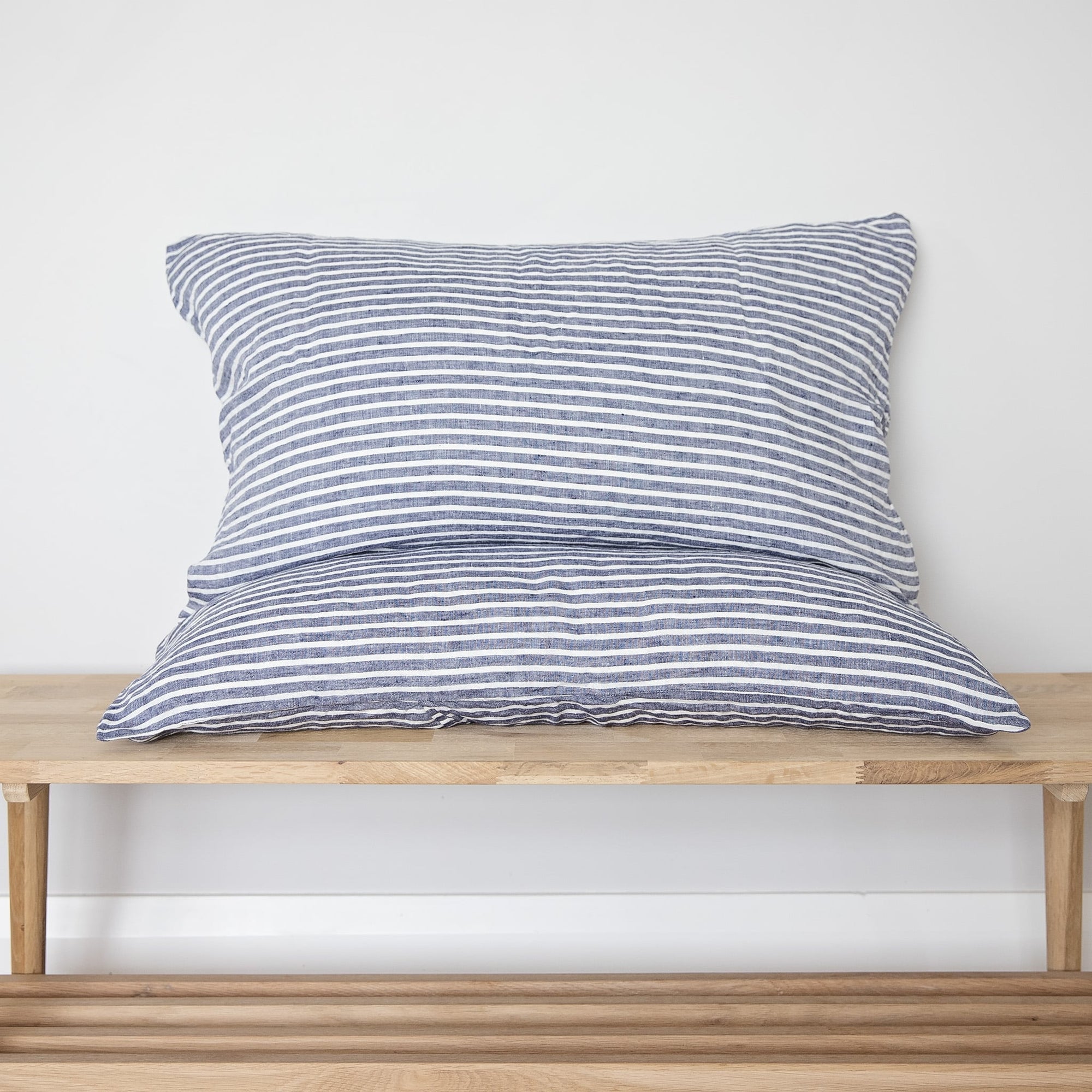 Chambray stripe linen pillowcases