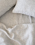 Charcoal Stripe Linen Duvet Cover