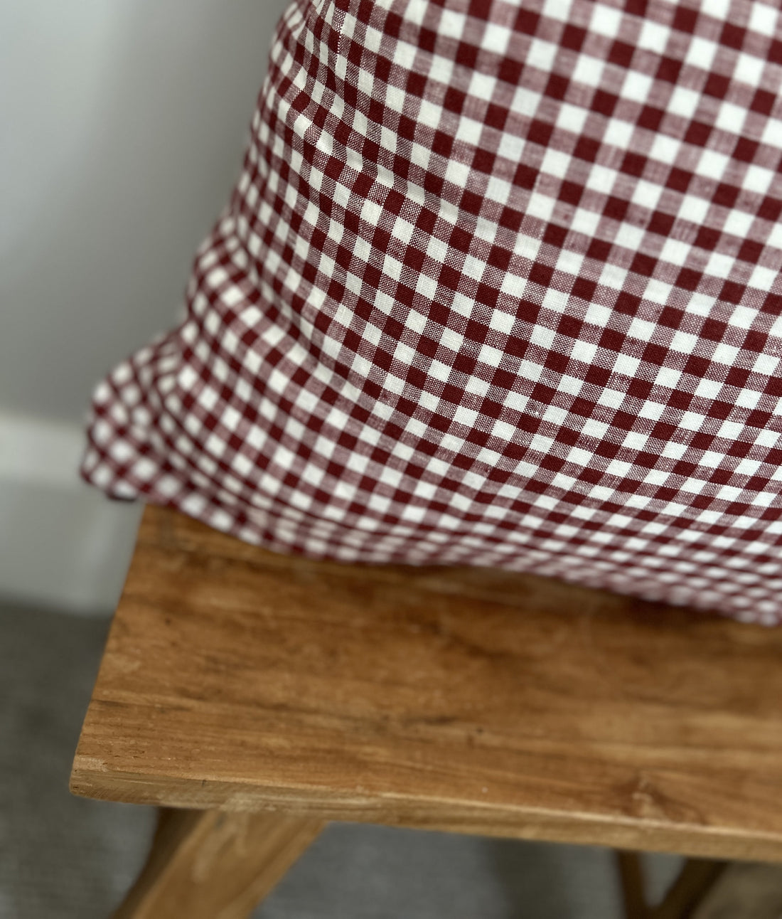 Mulberry gingham linen cushion cover
