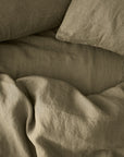 Light Olive Linen Duvet Cover