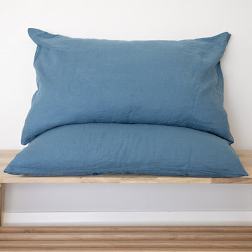 Teal Linen Pillowcases - Pair