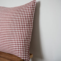 mulberry gingham linen cushion cover