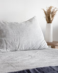 Charcoal Stripe Linen Duvet Cover