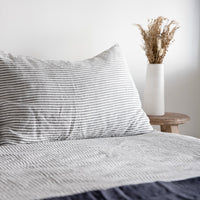 Charcoal Stripe Linen Duvet Cover