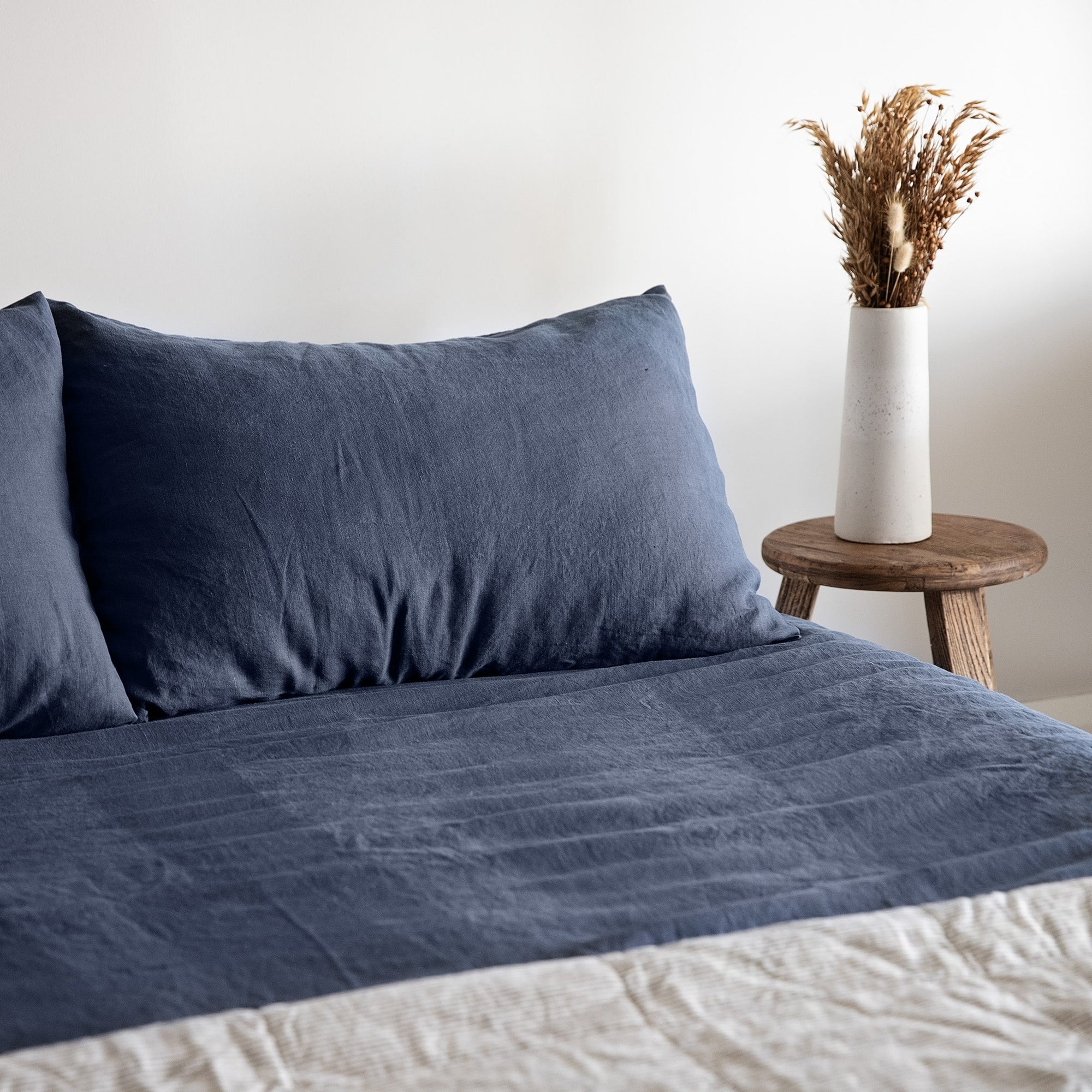 Midnight Blue Linen Duvet Cover