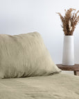 Light Olive Linen Duvet Cover