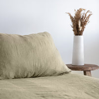 Light Olive Linen Duvet Cover