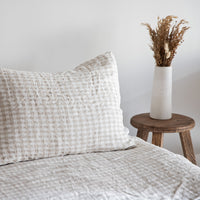 Natural Gingham Linen Duvet Cover