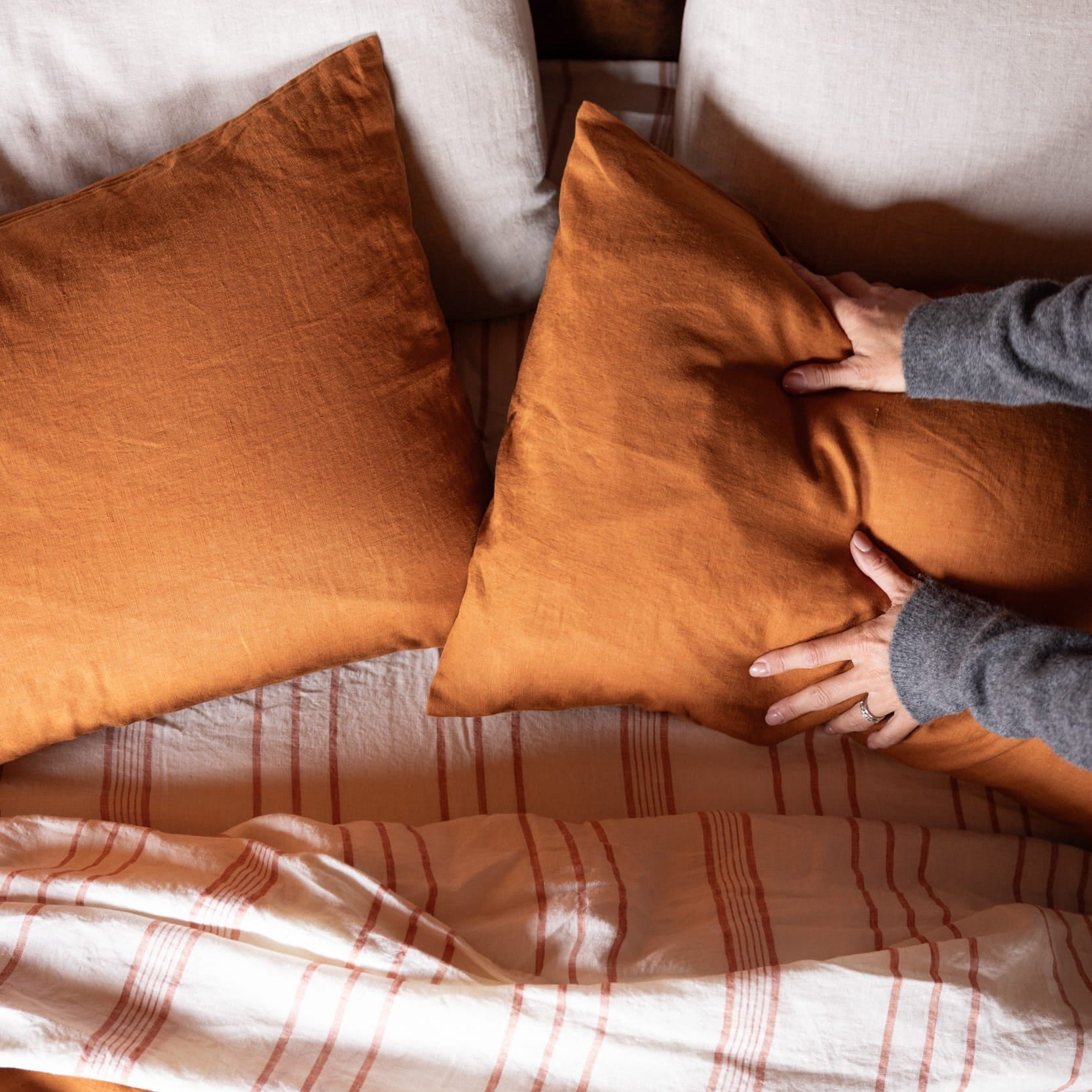 rust linen pillowcases