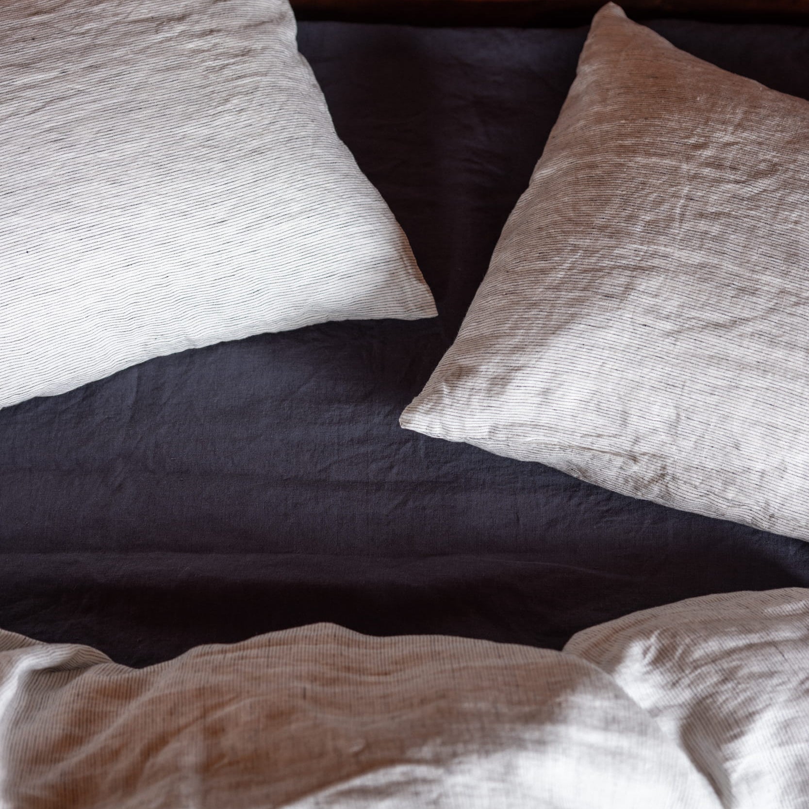 pinstripe linen pillowcases