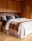 pinstripe linen bed