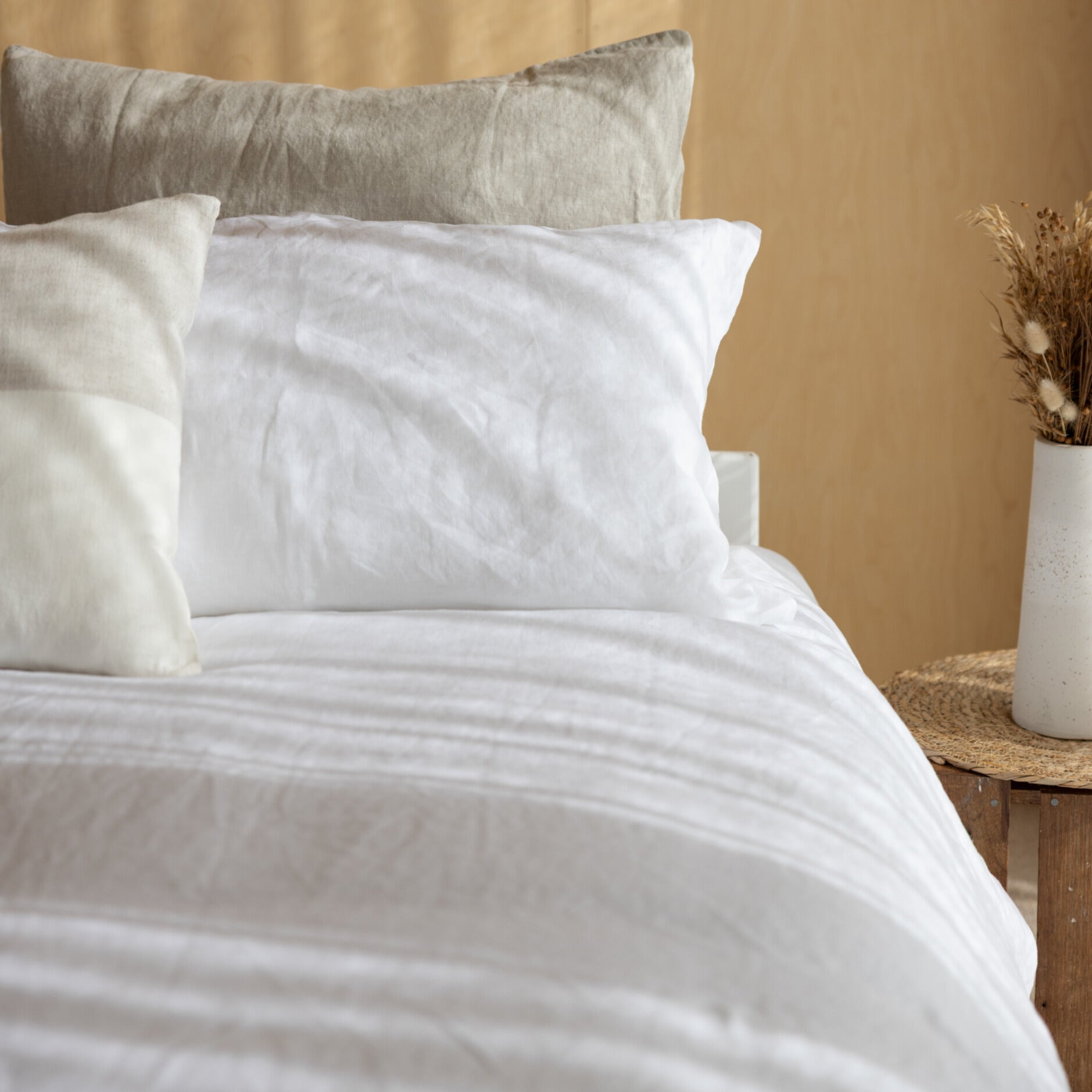 white linen duvet