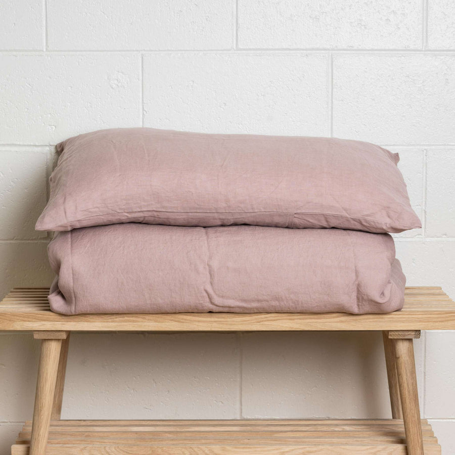 Dusky Pink 100% Pure French Flax Linen Pillowcase