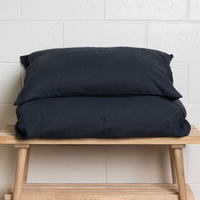 Midnight Blue 100% Pure French Flax Linen Pillowcase