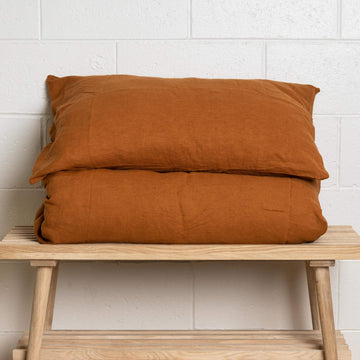Rust 100% Pure French Flax Linen Pillowcase