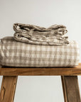 Natural Gingham 100% Pure French Flax Linen Fitted Sheet