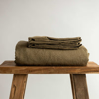 Olive 100% Pure French Flax Linen Flat Sheet