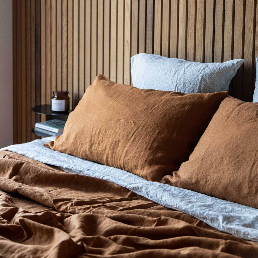 Rust 100% Pure French Flax Linen Duvet Cover