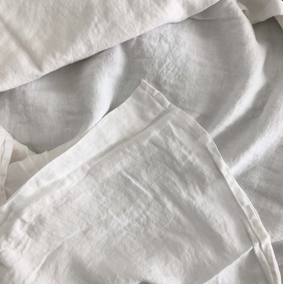 White 100% Pure French Flax Linen Flat Sheet
