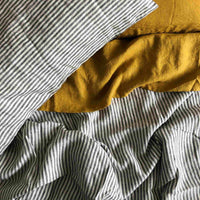 Charcoal stripe 100% Pure French Flax Linen Duvet Cover