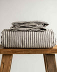 Charcoal stripe 100% Pure French Flax Linen Fitted Sheet