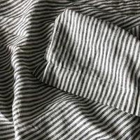 Charcoal stripe 100% Pure French Flax Linen Flat Sheet