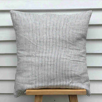 Charcoal stripe 100% Pure French Flax Linen Pillowcase