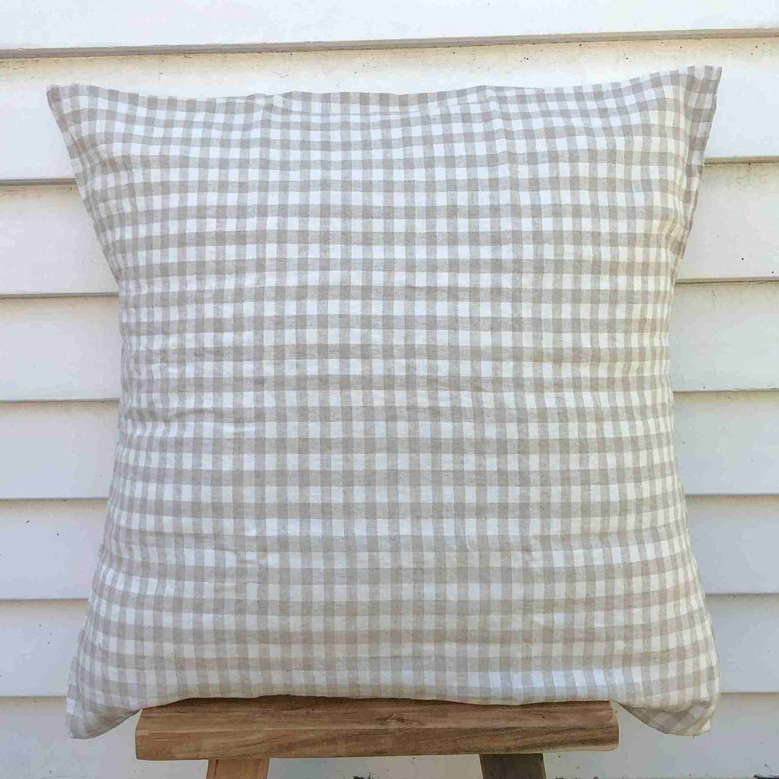 Natural Gingham 100% Pure French Flax Linen Pillowcase