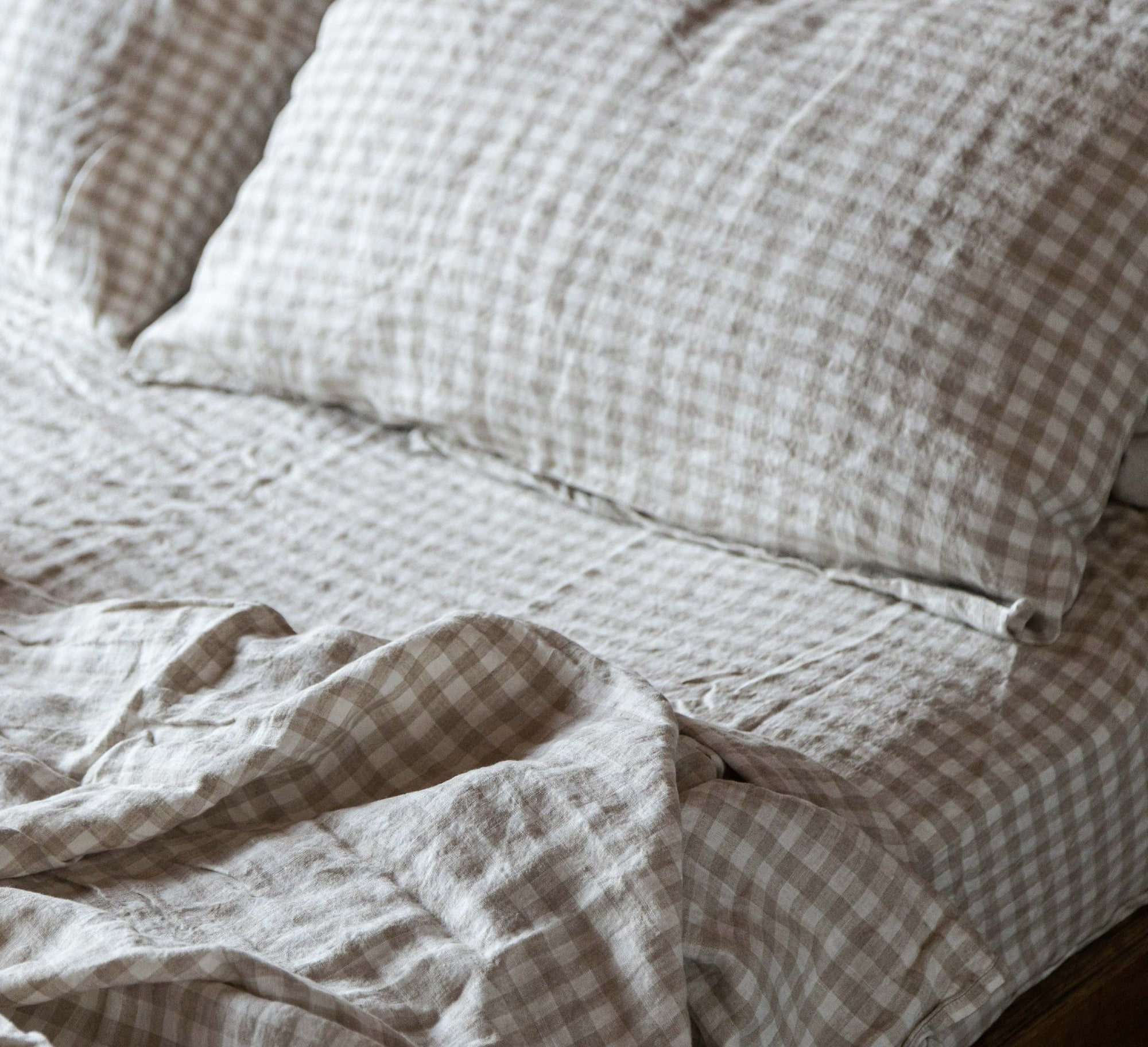 Natural Gingham 100% Pure French Flax Linen Duvet Cover