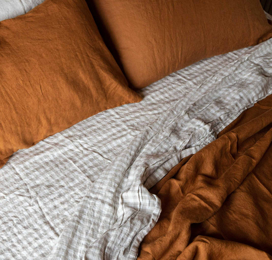 Rust 100% Pure French Flax Linen Duvet Cover