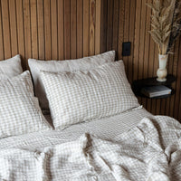 Natural Gingham 100% Pure French Flax Linen Duvet Cover