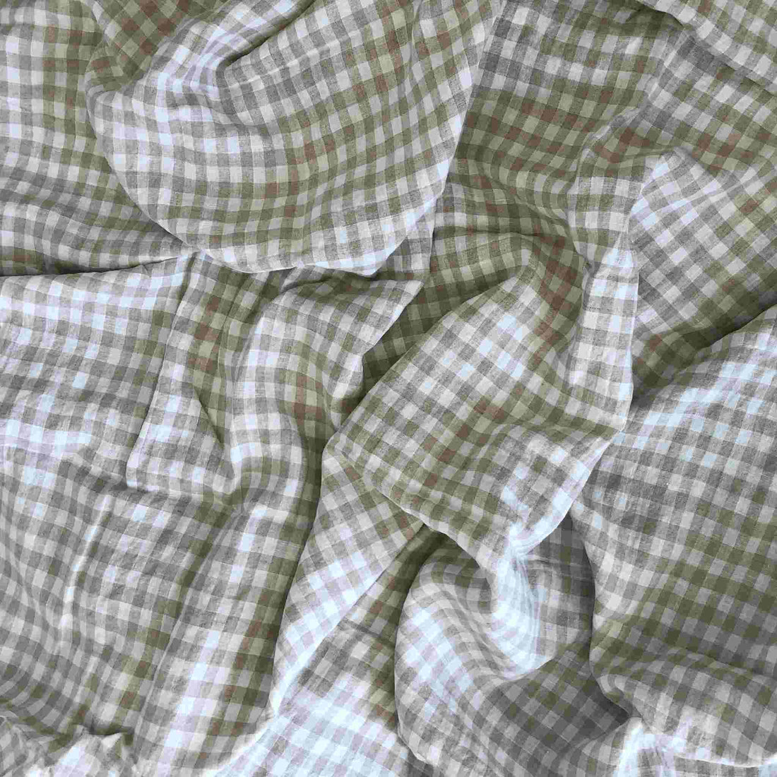 Natural Gingham 100% Pure French Flax Linen Fitted Sheet