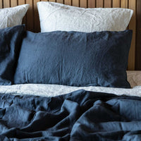 Midnight Blue 100% Pure French Flax Linen Duvet Cover