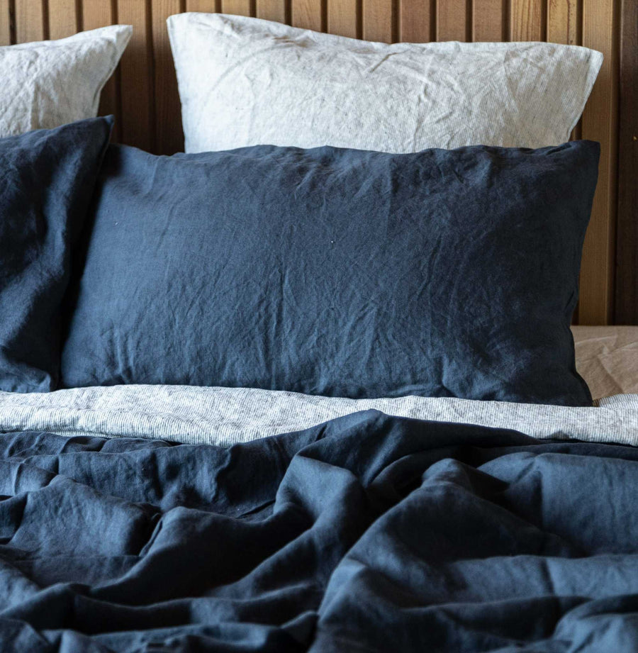 Midnight Blue 100% Pure French Flax Linen Duvet Cover