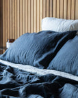 Midnight Blue 100% Pure French Flax Linen Flat Sheet